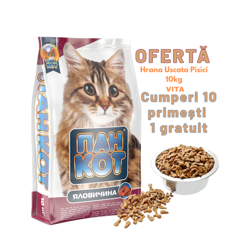 Oferta Hrana Uscata Pisici Pan Kot - Vita 10kg