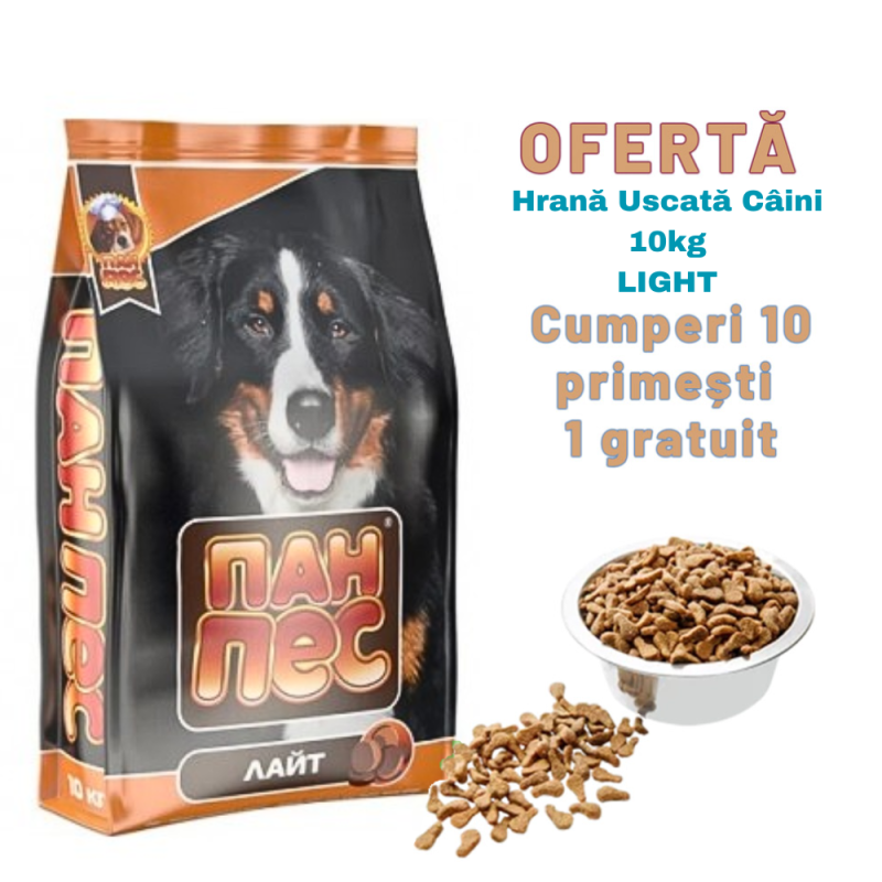 Oferta Hrana Uscata Caini Pan Dog - Light 10kg