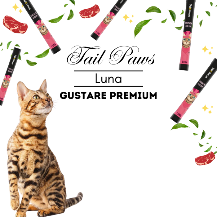 Tail Paws LUNA Gustare Monoproteica PREMIUM - Crema cu Piept de Pui 50% Carne in Compozitie + Multivitamine 50% cu Extract de Soc 5 buc/cutie - imagine 2