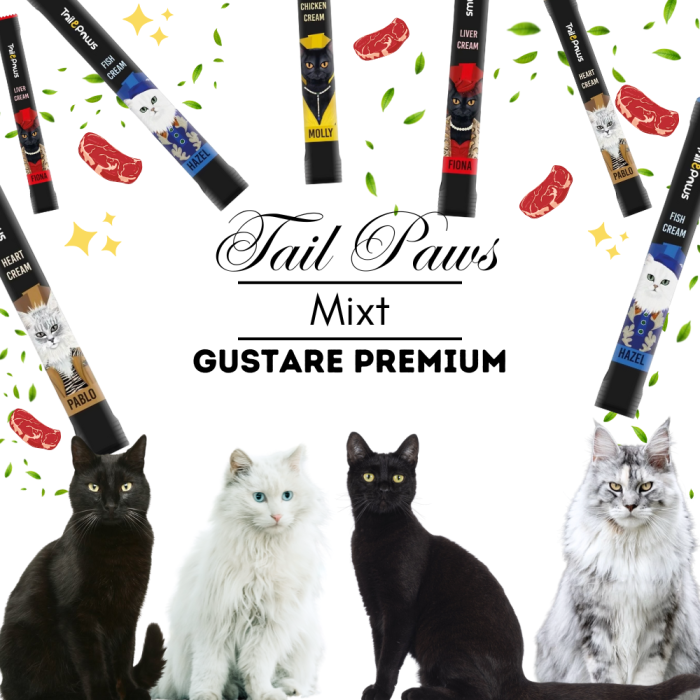Tail Paws MIXT Gustare Monoproteica PREMIUM Crema 100buc/cutie - imagine 2