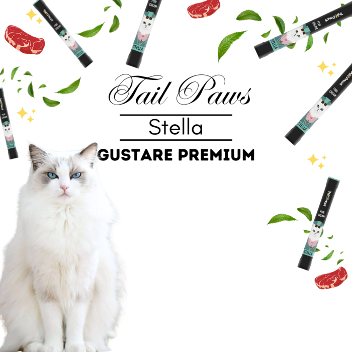 Tail Paws STELLA Gustare Monoproteica PREMIUM - Crema cu Somon 40% Carne in Compozitie + Multivitamine 40% cu Extract de Soc 5 buc/cutie - imagine 2