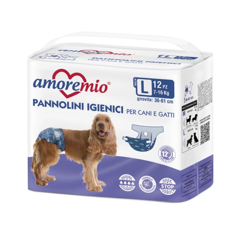 Scutece Igienice AMORE MIO pentru Animale mărimea L 12 buc