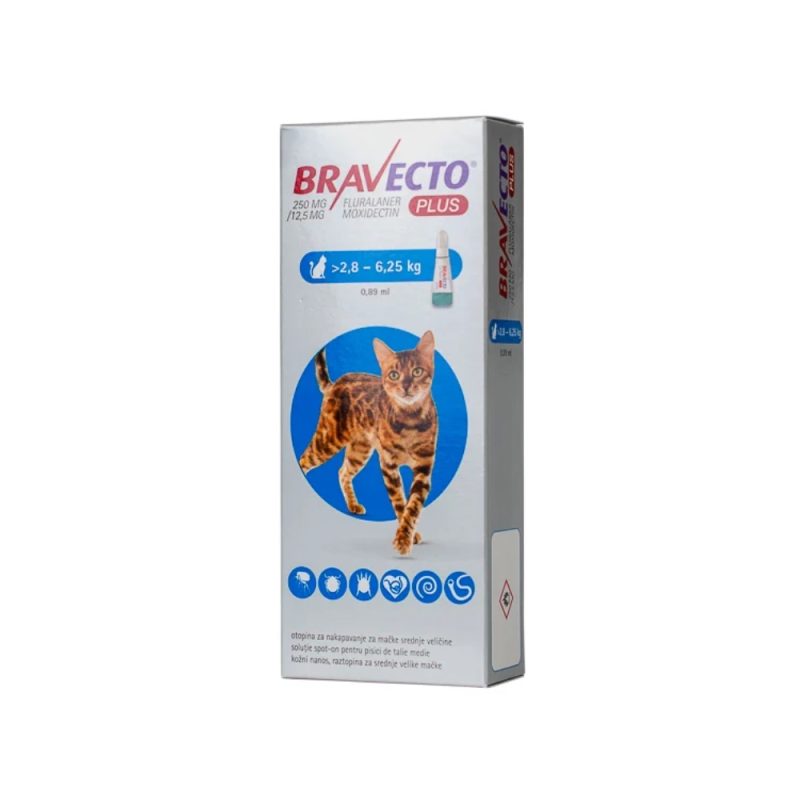 BRAVECTO PLUS pentru Pisici 500 mg (>6,25 - 12,5 kg) 1 Pipeta