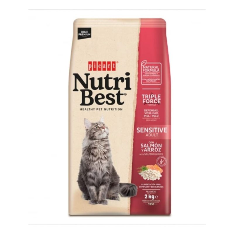 Hrana PREMIUM Nutribest Cat Adult Sensitive - Somon si Orez 15kg