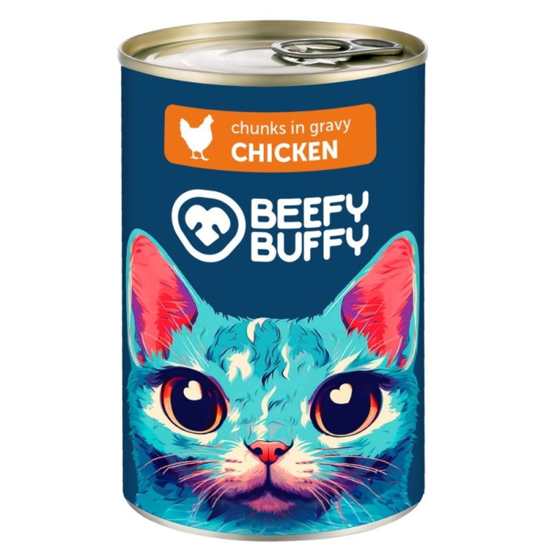 Hrana Umeda Super Premium Pisici BEEFY BUFFY 72% Carne - Pui 415g