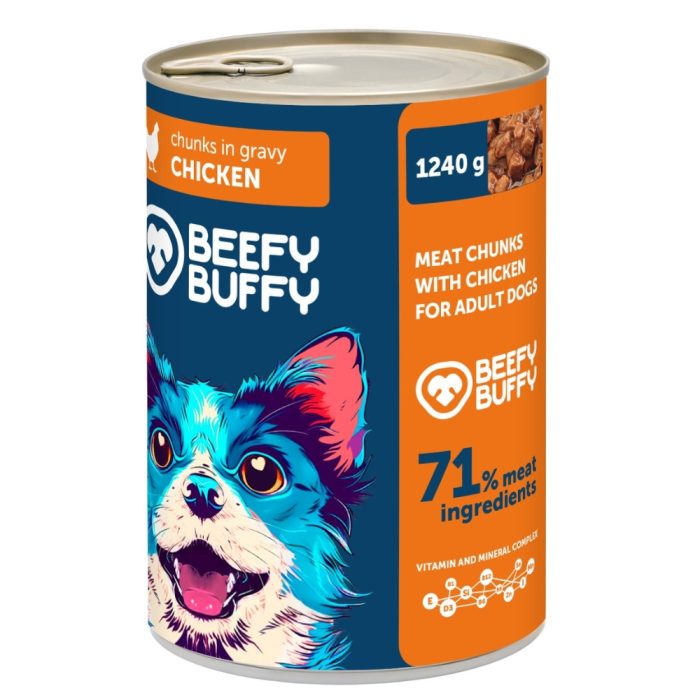 Hrana Umeda Super Premium Caini BEEFY BUFFY 71% Carne - Pui 1240g - imagine 3