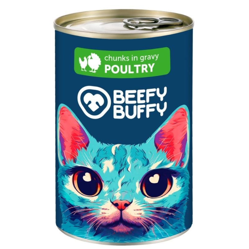 Hrana Umeda Pisici BEEFY BUFFY 72% Carne - Curcan 415g