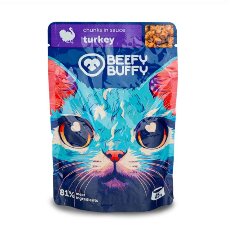 Hrana Umeda Pisici BEEFY BUFFY 81% Carne - Curcan 85g