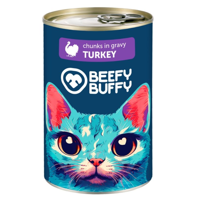 Hrana Umeda Pisici BEEFY BUFFY 72% Carne - Curcan 415g